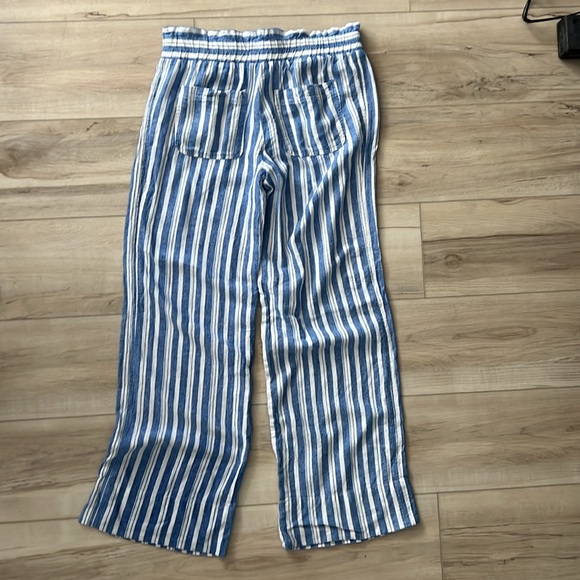 Super Fun Blue and White Stripe Beach Pqnts with Elastic Waist and Tie - Picture 2 of 6